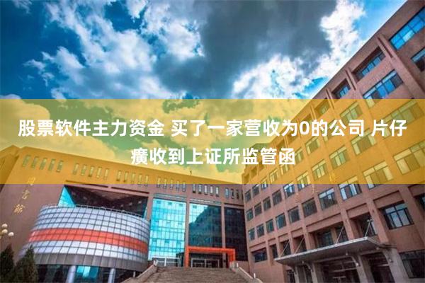 股票软件主力资金 买了一家营收为0的公司 片仔癀收到上证所监管函
