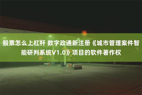 股票怎么上杠杆 数字政通新注册《城市管理案件智能研判系统V1.0》项目的软件著作权
