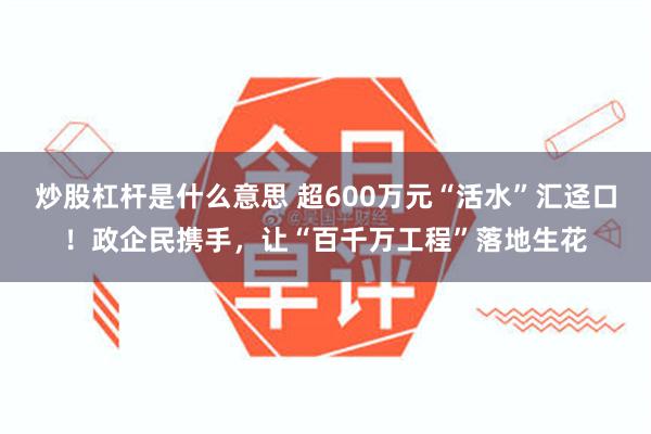 炒股杠杆是什么意思 超600万元“活水”汇迳口！政企民携手，让“百千万工程”落地生花