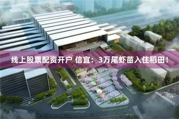 线上股票配资开户 信宜：3万尾虾苗入住稻田！