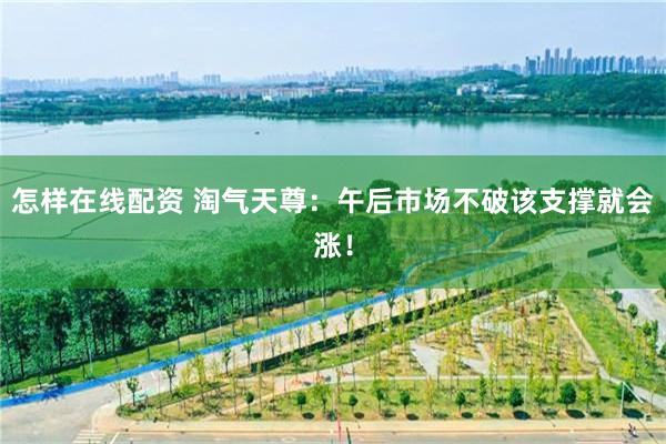 怎样在线配资 淘气天尊：午后市场不破该支撑就会涨！