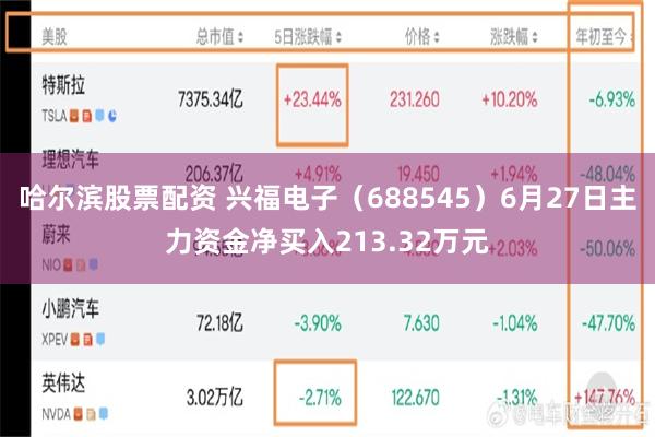 哈尔滨股票配资 兴福电子（688545）6月27日主力资金净买入213.32万元