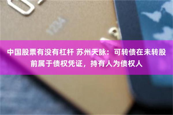 中国股票有没有杠杆 苏州天脉：可转债在未转股前属于债权凭证，持有人为债权人