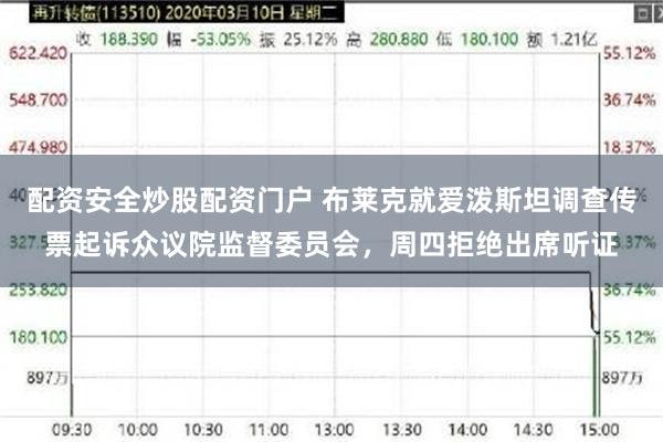 配资安全炒股配资门户 布莱克就爱泼斯坦调查传票起诉众议院监督委员会，周四拒绝出席听证