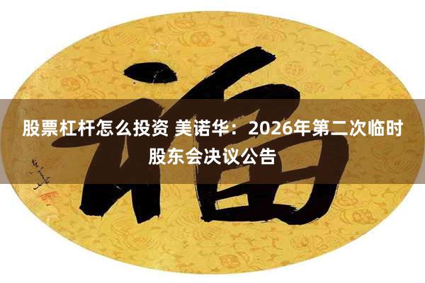 股票杠杆怎么投资 美诺华：2026年第二次临时股东会决议公告