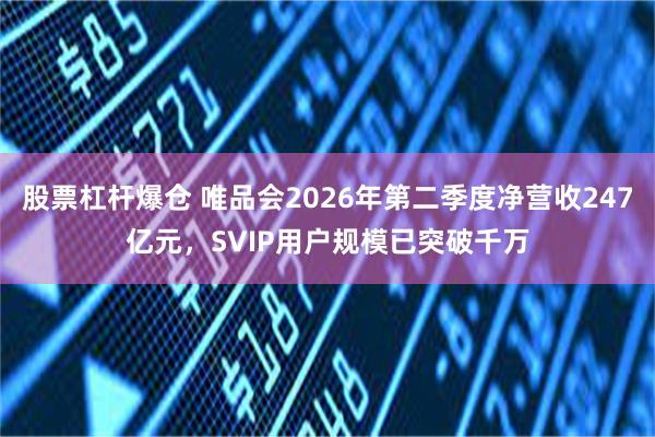 股票杠杆爆仓 唯品会2026年第二季度净营收247亿元，SVIP用户规模已突破千万